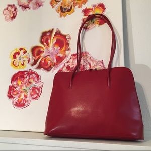 Faux Tuci Italia red leather shoulder tote